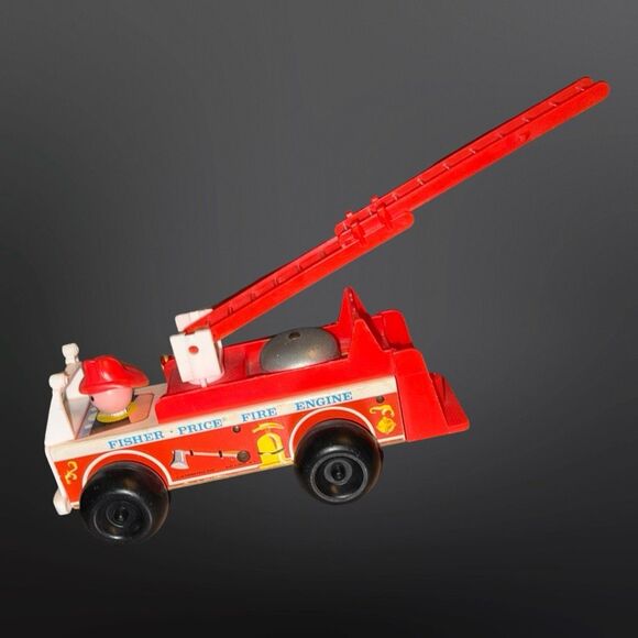 Vintage 1968 Fisher Price Fire Engine #720 #1 Firefighter, Ladder, Hose and Bell - Picture 14 of 15